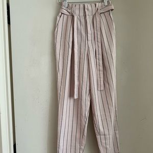 Forever 21 Pink Stripe Paperbag Pants w. Belt